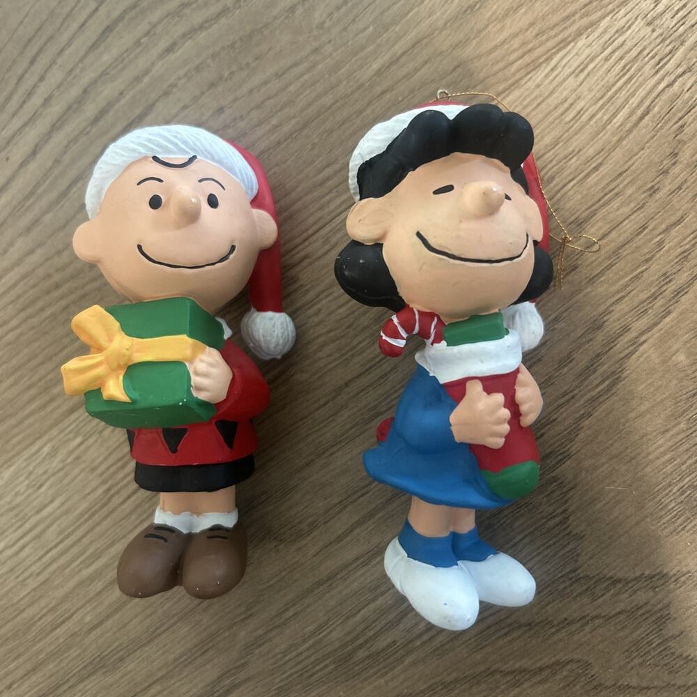 Vtg Peanuts Kurt Adler 1990 Peanuts Ornaments Lucy & Charlie Brown Christmas